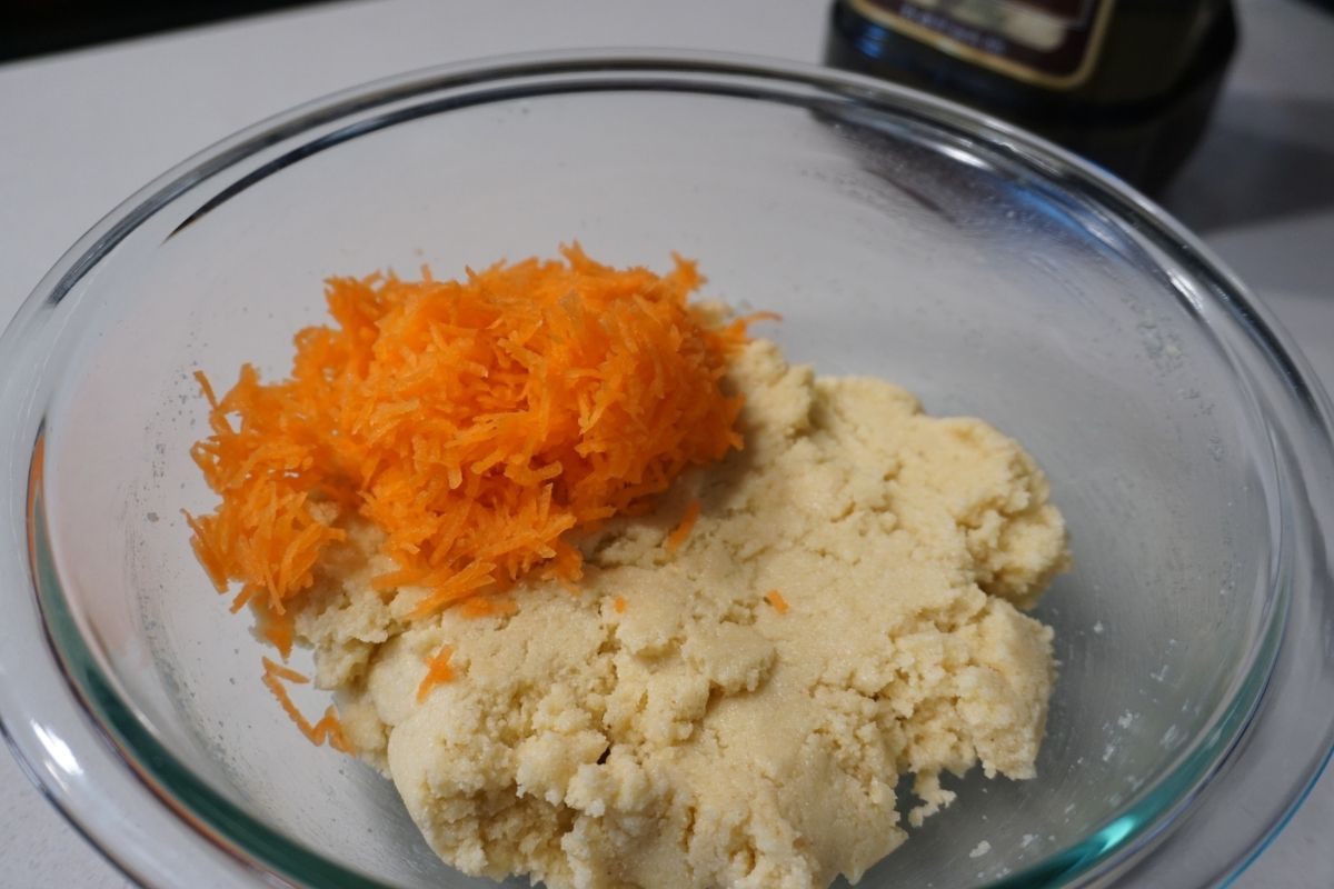 carrots and semolina mix in a bowl