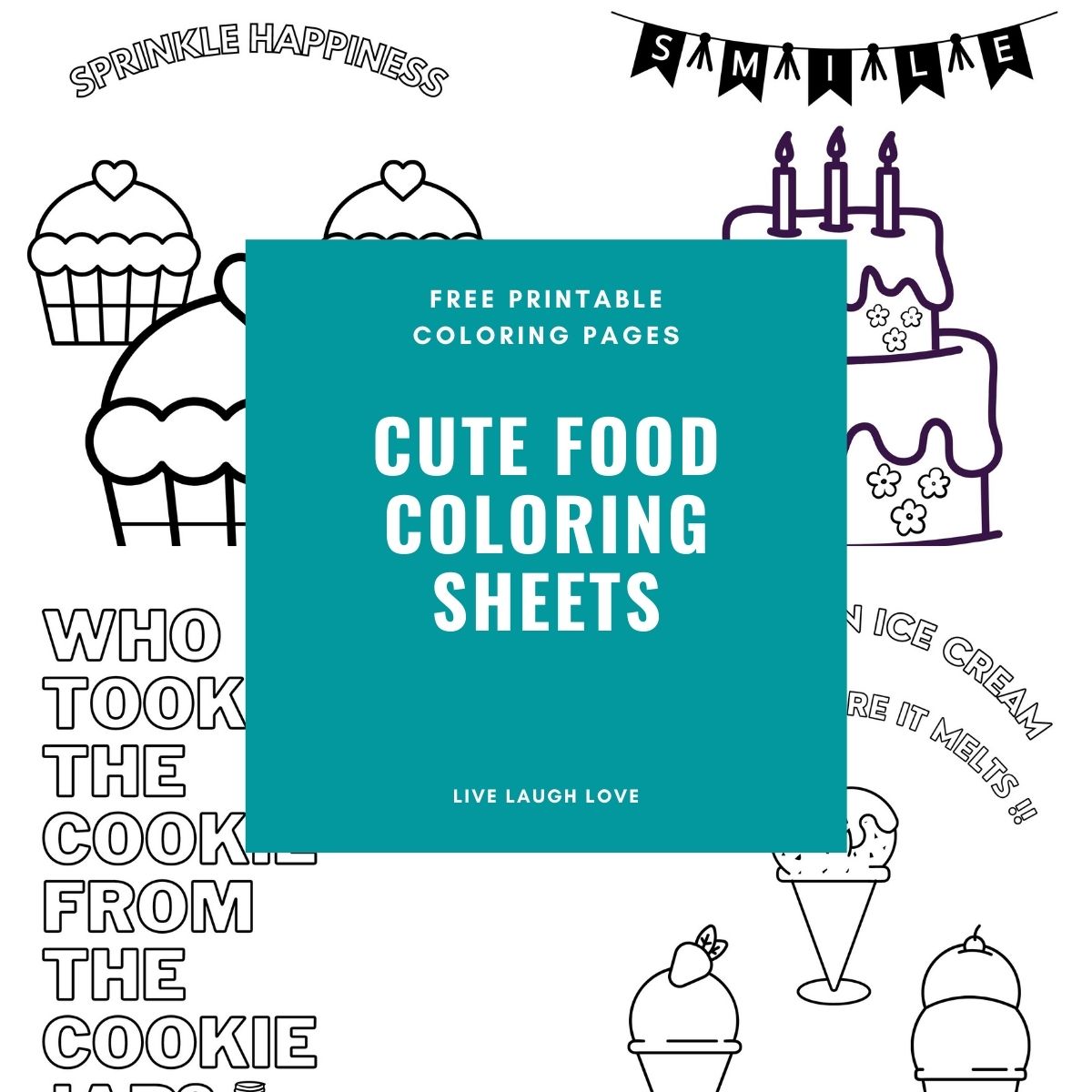 free printable cute food coloring pages live laugh love