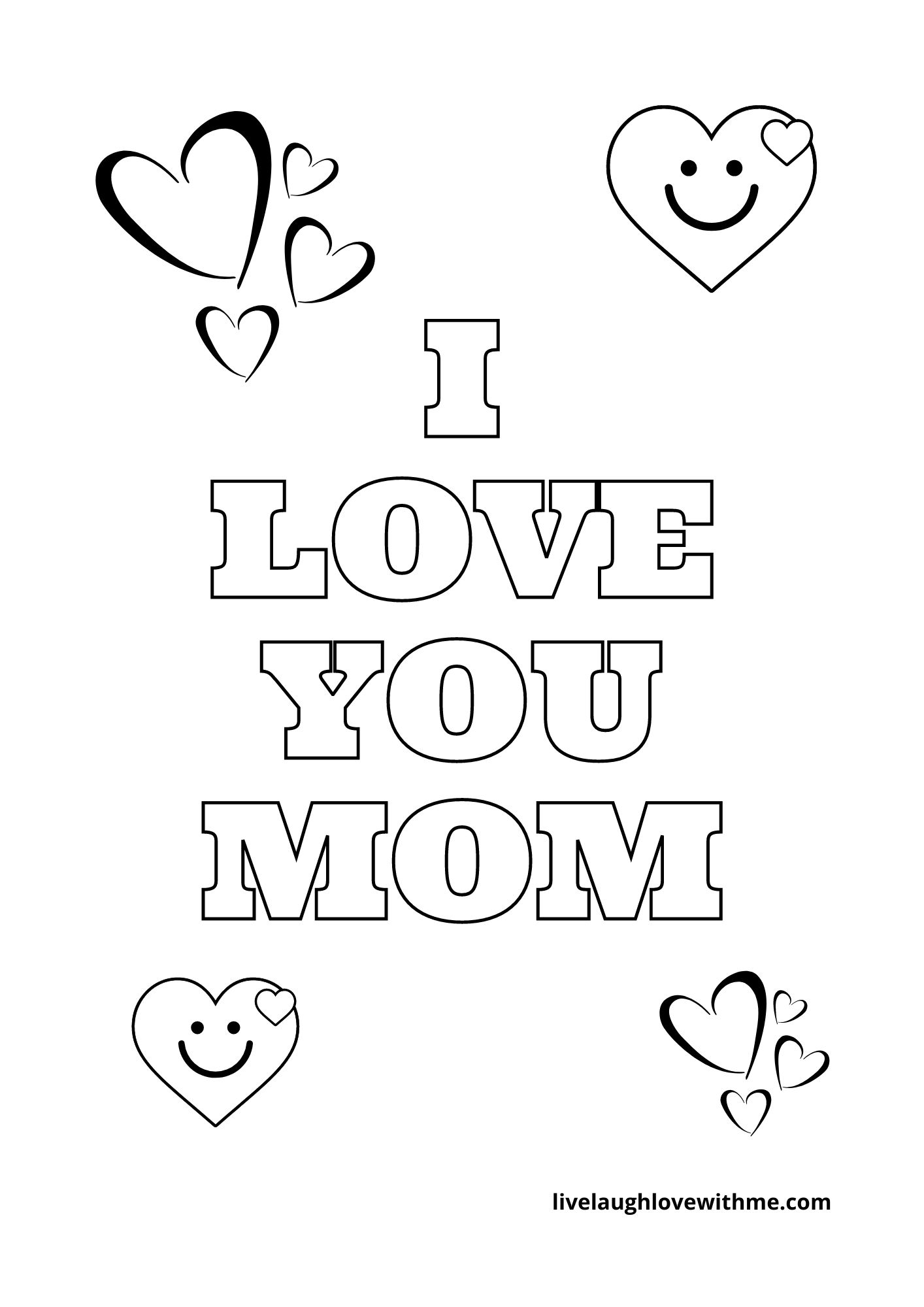I Love You Mom sign coloring sheet
