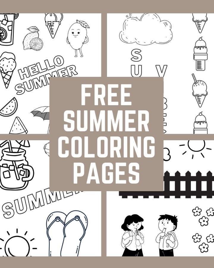Free Summer Coloring Pages sign and sheets.