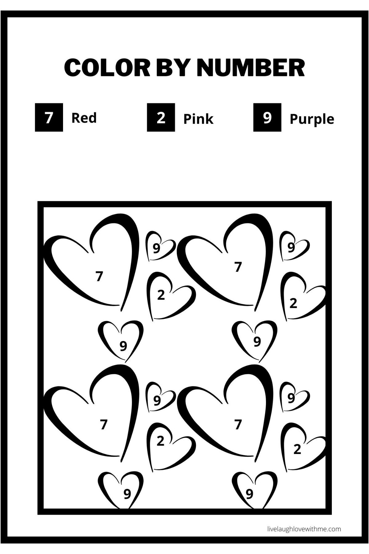 Color by number heart printable.