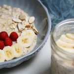 Banana overnight oats in a bowl and jar.