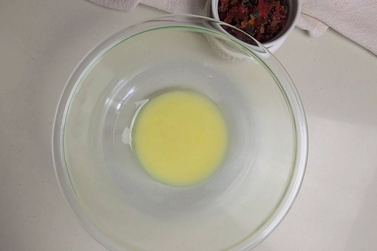 Melted butter in a bowl.